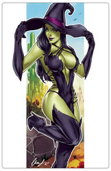 1girls big_breasts black_hair breasts busty cityscape cleavage dress elias_chatzoudis eye_contact eyeshadow female female_only front_view gloves green_eyes green_skin grimm_fairy_tales_(comic) hat large_breasts leg_up leotard lipstick looking_at_viewer lynessa_(zenescope) makeup mascara oz pinup purple_dress purple_gloves purple_hat purple_leotard red_lips red_lipstick rose seductive seductive_smile skyline smile smiling solo the_wizard_of_oz thighs wicked_witch_of_the_west yellow_brick_road zenescope zenescope_entertainment