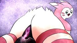 16:9 ambiguous_gender anthro ass big_butt big_dildo cosmic_background dildo dildo_insertion fur furret generation_2_pokemon glistening glistening_dildo glistening_sex_toy hi_res looking_at_viewer lube nintendo pink_body pink_fur pokemon pokemon_(species) purple_dildo riding_dildo sex_toy sex_toy_insertion shiny_pokemon smile solo stripes tail tail_tuft tan_body tan_fur tender_thunder thick_thighs tuft widescreen