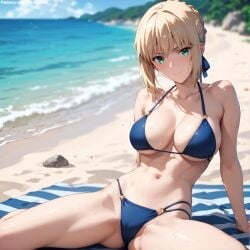 1girls 2d ai_generated artoria_pendragon athletic athletic_female beach big_ass big_breasts bikini bikini_bottom bikini_top blonde_hair breasts bun chest curvy curvy_figure cute cute_face detailed eyelashes eyeshadow fate/grand_order fate/stay_night fate/zero fate_(series) female female_only fit fit_female focus high_quality large_breasts legs light-skinned_female light_skin lips lipstic looking_at_viewer makeup mascara nero100 outdoors outside pale-skinned_female pale_skin perky_breasts posing saber seductive seductive_look skinny skinny_girl spread_legs stable_diffusion tagme thighs thin_female thin_waist