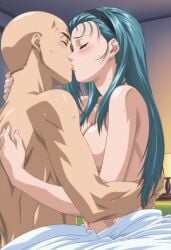 1boy 1girls accurate_art_style adult_and_teenager after_sex age_difference ai_generated bald bald_male bare_shoulders bed bed_sheet bible_black bible_black_gaiden big_breasts blanket blue_hair blush breasts closed_eyes completely_nude completely_nude_female cuddling eyelashes female female_focus hair_ornament hairband head_tilt hetero high_resolution hugging implied_sex indoors kissing living_room long_hair male/female mochida_junko no_eyewear no_glasses nude older_male_and_younger_female parted_lips petite petite_female retro_artstyle sexually_suggestive sidelocks sitting straight suggestive sweat teenage_female teenager uncensored under_covers upper_body white_skin wholesome