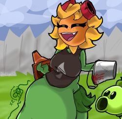 1girls anthro anthrofied ass belly belly_bulge breasts digestion fat female female_pred flora_fauna peashooter_(pvz) plant plant_girl plant_humanoid plantie plants_vs._zombies plants_vs_zombies popcap_games pred pussy solar_flare_(pvz) sunflower_(pvz) vore vore_belly