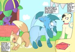 absurd_res ambiguous_gender animal_genitalia balls begging blush blush_lines bodily_fluids brown_body brown_fur canid canine cum cum_drip cum_dripping_from_penis cum_from_vagina cum_in_vagina cum_inside digital_media_(artwork) dripping duo eevee eeveelution embarrassed english_text erection fan_character fangs female female/female female_penetrated feral feral_on_feral feral_penetrating fur generation_1_pokemon generation_2_pokemon generation_3_pokemon generation_4_pokemon generation_5_pokemon genital_fluids genitals glaceon hair hi_res humiliation kecleon knot knot_fucking knotted_penis male male/female male/male male_penetrating male_penetrating_female mammal nintendo nude open_mouth penetration penile penis persian_(pokemon) pokemon pokemon_(species) pokemon_mystery_dungeon public public_humiliation public_sex pussy ratboyheart_(artist) sex simple_background smile spike_chunsoft spot_(ratboyheart) tail teeth text vaginal_penetration vulva