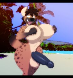 1futa anthro balls beach big_balls big_breasts big_penis black_hair black_nose black_penis breasts brown_fur denny_(dracojeff) dickgirl dracojeff erection fur furry futanari hair huge_breasts huge_cock humanoid_penis hyena intersex mammal multicolored_fur nipple_pinch open_mouth outside penis pinch seaside short_hair smile solo solo_futa spots spotted_fur spotted_hyena standing thick_thighs voluptuous yellow_eyes