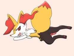 1boy braixen canine erection feet femboy furry inner_ear_fluff katsurokurosaki knot looking_at_viewer lying male male_only mammal nintendo open_mouth paws penis pokémon_(species) pokemon pokemon_(species) pokemon_xy raised_tail simple_background solo testicles video_games