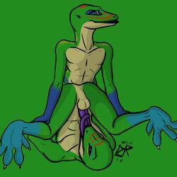 2011 anthro auto_penis_lick autofellatio autotonguejob balls blue_eyes brown_eyes duo erection gecko green_background hi_res invalid_tag ldr licking lizard male masturbation nisse nude oral oral_masturbation oral_penetration penetration penile_masturbation penis purple_penis purple_tongue reptile rezz scalie sex simple_background tongue tongue_out yaoi