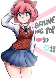 blue_eyes doki_doki_literature_club sayori_(doki_doki_literature_club) short_hair skirt