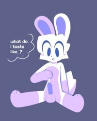 1boy artibun artifyber balls bunny_ears cum cum_on_hand cum_on_penis penis sitting tagme thinking