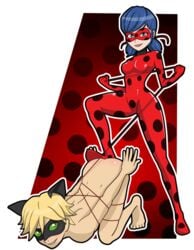 1boy adrien_agreste anal ass bodysuit bondage cat_noir dominant_female dominatrix female femdom heel_insertion heeljob high_heels ladybug_(character) leash_pull male malesub marinette_cheng marinette_dupain-cheng miraculous_ladybug object_in_ass object_insertion pulling strings submissive submissive_male tagme tied_up