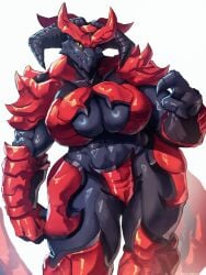 anthro armor big_breasts horns milanovicmihael muscular muscular_female