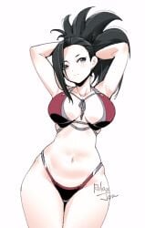 big_breasts bikini cleavage hourglass_figure midriff momo_yaoyorozu my_hero_academia relaxjon solo_female wide_hips