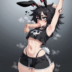 ai_generated blowjob bunny_ears emo female goth thick_thighs wide_hips