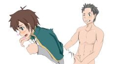 2boys crossover gay natsuki_subaru re:zero_kara_hajimeru_isekai_seikatsu satou_kazuma tagme yaoi