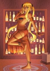 1girls bar belly_dancer belly_dancer_outfit blonde_hair brown_eyes dancer dancer_outfit dancing fairy_tail harem_girl harem_outfit large_breasts loincloth long_hair lucy_heartfilia lucy_heartfilia_(belly_dancer) voluptuous zefresh_arts