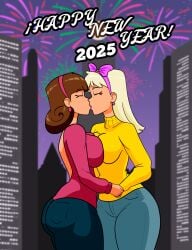 big_ass big_breasts blonde_hair brown_hair chloe_carmichael fully_clothed genderswap_(mtf) happy_new_year kissing large_ass large_breasts lesbian lesbian_kiss mall new_year new_year_2025 nickelodeon public rule_63 shopping store the_fairly_oddparents thick_thighs timantha timmy_turner wide_hips yuri zurc014