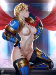 1girls adeptus_astartes areolae armor big_breasts black_carapace blonde_hair blue_eyes braided_hair breasts female female_only female_space_marine imperium_of_man large_breasts lingerie navel nipples nipples_visible_through_clothing pauldrons power_armor rule_63 sci-fi science_fiction scifi side_glance solo solo_female space_marine themaestronoob ultramarines warhammer_(franchise) warhammer_40k