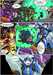 1girls arcee arcee_(prime) autobot blue_eyes bulkhead bumblebee bumblebee_(transformers) comic confused cybertronian decepticon falling female female_focus hasbro mad-project male multicolored_body multiple_boys multiple_males no_humans ratchet_(transformers) robot robot_girl shockwave shockwave_(transformers) sound_effects text_bubble transformers transformers_prime vehicon