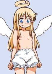 beachepisode blonde_hair blue_eyes broken_halo crimvael halo ishuzoku_reviewers small_breasts tagme wings