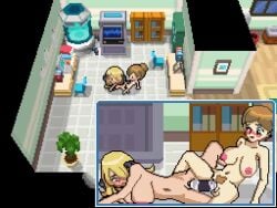 2girls animation araragi_(pokemon) aurea_juniper cynthia_(pokemon) dildo double_insertion pixel_art pokemon pokemon_bw pokemon_professor professor_juniper sound tagme video yuri