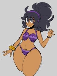 bikini bracelet female hex_maniac jamvcr nintendo pokemon ponytail pubic_hair smile tan_body thong waving