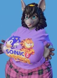 big_breasts breasts chunkerbuns female furry garfield_(series) garfield_the_cat haylee_(chunkerbuns) huge_breasts meme_attire sonic_(series) sonic_the_hedgehog tagme thick_thighs wide_hips