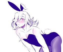 1boy big_ass blush bubble_butt bunny_costume bunny_ears bunny_tail bunnysuit femboy genshin_impact kaveh_(genshin_impact) male_focus nipple nipple_slip nipples red_eyes thick_thighs tights twink yaoi