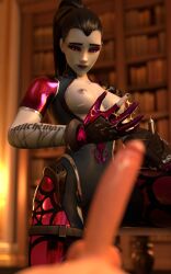 big_ass big_breasts cum cum_on_body cum_on_breasts cum_on_hand cum_on_self disappointed hi_res overwatch tight_clothing torn_clothes video_games widowmaker