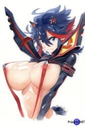 1girls ai_generated areola areola_slip big_breasts blue_eyes busty color female female_focus female_only huge_breasts kill_la_kill large_breasts matoi_ryuuko open_clothes priestofart short_hair simple_background solo solo_female solo_focus tagme tagme_(artist) tagme_(character) thin_waist upper_body white_background