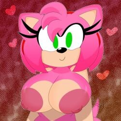 3barts amy_rose big_breasts curvy girl heart nipples nude smiling sonic_the_hedgehog_(series)