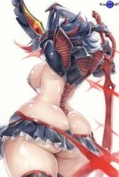 1girls ai_generated backboob big_ass big_breasts big_butt busty color female female_focus female_only from_behind huge_ass huge_breasts huge_butt kill_la_kill large_breasts large_butt matoi_ryuuko priestofart short_hair short_skirt simple_background skirt solo solo_female solo_focus sword tagme tagme_(artist) tagme_(character) thick_thighs thin_waist white_background