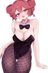 1girls 2d 2d_(artwork) big_breasts bowtie breasts bunnysuit cleavage female female_only kasane_teto large_breasts red_eyes red_hair solo thick_thighs thigh_gap twin_drills ur_(ur_o_) utau