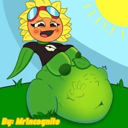 1girls anthro anthrofied ass belly belly_bulge breasts digestion fat female female_pred flora_fauna plant plant_girl plant_humanoid plantie plants_vs._zombies popcap_games pred pussy solar_flare_(pvz) sunflower_(pvz) vore vore_belly