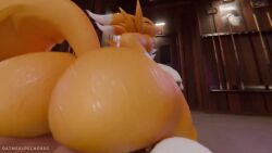 1boy 1girls 3d 3d_animation animated anthro anthro_penetrated ass_clapping bandai_namco big_ass big_butt big_penis digimon digimon_(species) female human male oatmealpecheneg renamon sound tagme video