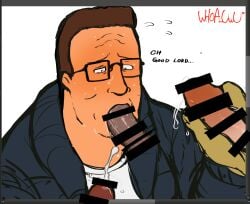 4boys blowjob blush censored face_closeup fully_clothed gay gloved_handjob gloves handjob hank_hill king_of_the_hill male male_only middle_aged_male older_male oral simple_background sweat tagme white_background whoa_uwu winter_clothes