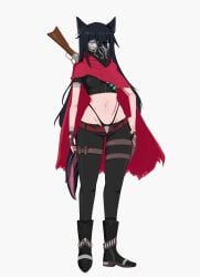 1girls black_hair clothed cowgirl female female_only final_fantasy final_fantasy_xiv glasses gun hiivenn_(artist) lethia_vicaro mask pink_hair plague_doctor_mask smiling_at_viewer solo thong tired_eyes tomboy western wholesome wolf_girl