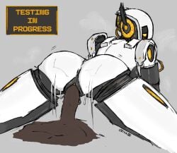 1_eye anthro anus armor ass big_ass big_butt big_penis bodily_fluids bouncing_ass bouncing_butt breasts dominant dominant_female duo earpiece female genital_fluids genitals glados glados_(humanoid) glowing glowing_eyes headgear helmet hi_res human humanoid looking_at_viewer looking_back luckily_not_scat machine male male/female mammal metallic_body on_bottom on_top orange_eyes oxtra penetration penile penile_penetration penis portal_(series) pussy reverse_cowgirl_position robot robot_girl robot_humanoid sex side_boob sign spread_legs spreading submissive submissive_male tavo_(editor) text vaginal_penetration valve vein veiny_penis white_body wire