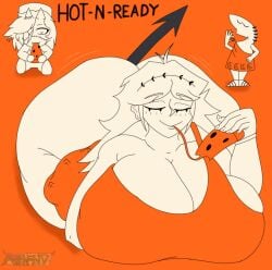 1boy 1boy1girl 1girl1futa 1girls 2020s 2026 2026s art_trend big_cleopatra big_cleopatra_(dangitdanger) bottom_heavy character_in_background curvaceous curvaceous_figure curvy curvy_body curvy_female curvy_figure curvy_hips digital_drawing_(artwork) digital_media_(artwork) eating eating_food extra_thicc female_focus giant_ass gigantic_ass gigantic_booty hi_res highres jpg keithfnv little_caesar little_caesars massive_ass monochrome orange_background pointed_tail tail thicc thicc_ass voluptuous voluptuous_female watermark