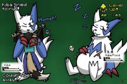 ambiguous_gender andromorph_(lore) anthro bat belly big_belly bodily_fluids bone canid canine death digestion duo english_text fox gameplay_mechanics generation_3_pokemon great_ball gui health_bar hi_res hybrid kiba_(crescentwolf) level_up mammal metal_fox117 nintendo pokeball pokemon pokemon_(species) saliva shiny_pokemon shiny_zangoose sitting size_difference skull sleeping standing text unwilling_prey vore zangoose