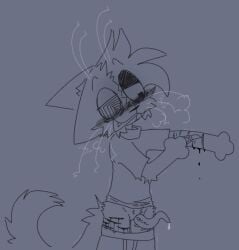 andromorph anthro blood blush bodily_fluids cutting domestic_cat felid feline felis femboy genital_fluids genitals gore intersex knife_play leaking_precum looking_pleasured male mammal penis precum pyr0saurus remmie_(pyr0saurus) self-harm solo tentacle