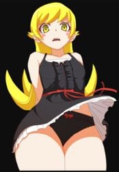 blonde_hair clothed clothing dress monogatari_(series) oshino_shinobu panties solo soloungatonegro underwear upskirt