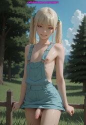 1boy ai_generated balls dress femboy meybekity nipples otoko_no_ko penis trap yaoi