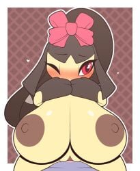 abstract_background accessory animated anthro areola big_breasts blush bounce bouncing bouncing_breasts bow_accessory bow_only bow_ribbon breasts chibi cleavage clothed clothing covering covering_mouth covering_own_mouth covering_self cowgirl_position don't_attack_me_mawile duo female first_person_view from_front_position generation_3_pokemon genitals hair_accessory hair_ribbon hairbow heart_symbol hi_res huge_boobs huge_breasts humanoid lap_sex looking_away male male/female mawile mostly_nude nintendo nipples on_bottom on_top one_eye_closed partially_clothed penetration plump_labia pokemon pokemon_(species) pouting pov pov_cowgirl pov_cowgirl_position pov_male pov_male_view pov_sex pussy pussy_penetration r-mk red_eyes ribbons sex short_stack shortstack shortstack_female simple_background vaginal_penetration vulva wide_hips
