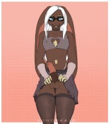1boy 1femboy balls big_cock big_penis blue_eyes boob_window brown_body brown_fur cock dick erect_penis erection femboy glasses gloves horsecock kondraalo long_hair looking_at_viewer male male_focus male_only nylon_stockings nylons penis rabbit rabbit_boy rabbit_ears showing_off shy skirt skirt_lift skirt_up stockings stockings_thigh_highs white_hair