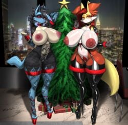 delphox from christmas by maned kitsune