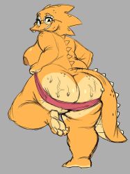 2026 2d alphys animation_sensation anthro ass ass_focus big_ass big_breasts breasts deltarune female female_only furry glasses lizard nerd nipples panties reptile semi_nude sketch sweat sweaty_butt tail undertale undertale_(series)