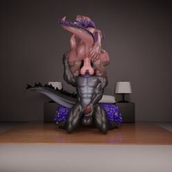 1:1 3d_(artwork) anjanath anthro anthro_penetrating anthrofied anus bodily_fluids brute_wyvern capcom deep_throat digital_media_(artwork) drooling face_mounting godzilla godzilla_(series) hi_res irrumatio kagethekaiju kaiju larger_sub male male/male male_penetrated male_penetrating male_penetrating_male monster monster_hunter oral oral_penetration penetration penile penis_in_mouth presenting presenting_anus saliva scalie sex size_difference submissive throat_swabbing toho voxel_voidd
