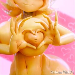1:1 2026 3d_(artwork) animatronic anthro areola auramiel avian big_breasts bird breasts chica_(fnaf) chiku chiku_(cryptiacurves) cryptiacurves_(modeler) digital_media_(artwork) female five_nights_at_freddy's five_nights_at_freddy's_2 fredina's_nightclub galliform gesture hand_gesture heart_gesture heart_symbol hi_res huge_breasts machine nipples nude oppai_heart robot scottgames smile solo text