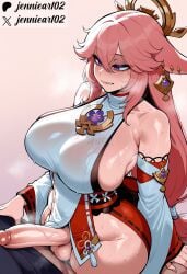 yae miko from genshin impact by jennieart02