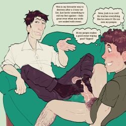 amber_eyes black_socks confident confident_expression confident_male confident_pose confident_smile dark_hair digital_drawing_(artwork) digital_media_(artwork) dripping dripping_precum dumb_male english english_dialogue english_text erection feet fetal_alcohol_syndrome foot_fetish foot_focus foot_play footjob footjob_with_socks footwear gay gay_footjob handsome handsome_man hazel_eyes idiot innocent innocent_expression innocent_smile intelligence_difference josh_rafferty male male/male male_focus male_only mental_disability mentally_deficient moron mr_shrink musician original original_character original_characters pale_skin penis precum pubic_hair request requested retracted_foreskin ribbed_legwear ribbed_socks shorter_male sloppy smiling smug sockjob socks socks_on speech_bubble steam steaming_body steamy_feet sweatdrop sweaty sweaty_feet tag_panic taller_male thought_bubble ugly ugly_male ugly_man uncensored uncircumcised uncut worn_footwear worn_out