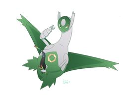 1boy 2018 3_fingers alternate_color animal_genitalia animal_penis belly big_penis black_penis claws dragon feral furry gesture green_fur latios legendary_pokemon long_neck long_penis male male_only male_urethral_insertion nintendo penis pokemon pokemon_(species) pokemon_rse precum scalie solo soren_kisamora tapering_penis text urethral urethral_insertion v video_games watermark white_background white_fur wings yellow_eyes