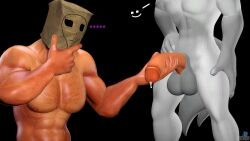 16:9 3d 3d_(artwork) alex_the_human_(armada) anthro armada_(artist) balls big_balls big_penis black_background bodily_fluids canid canine canis caressing claws digital_media_(artwork) dripping duo fan_character fur garry's_mod gay genital_fluids genitals grey_tail hand_on_hip hand_on_leg hand_on_penis hand_on_thigh hi_res human humanoid juicyducksfm leaking_precum long_penis male male/male mammal muscular muscular_anthro muscular_male paperbag pecs penis precum precum_drip precum_on_penis sega simple_background sonic_(series) sonic_the_hedgehog_(series) tail thinking white_body white_claws white_fur white_skin white_tail widescreen wolf